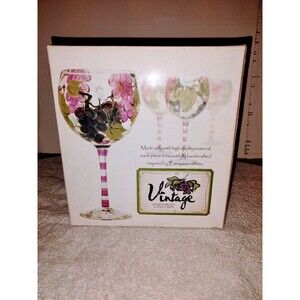Brand New In Box Home Essentials And Beyond Set of 4 Hand Painted Wine Goblets